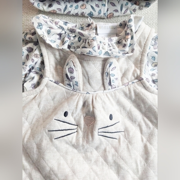 Dylan & Abby Baby Girl Bunny Overalls Top Hat Layette Easter Outfit Set 3-6M - Picture 6 of 9